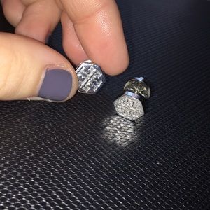 Tory Burch silver logo stud earrings